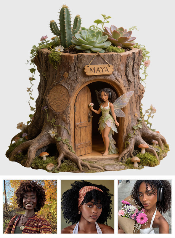 Custom Garden Fairy With Favorite Flower - Personalized Gardening Acrylic Pot