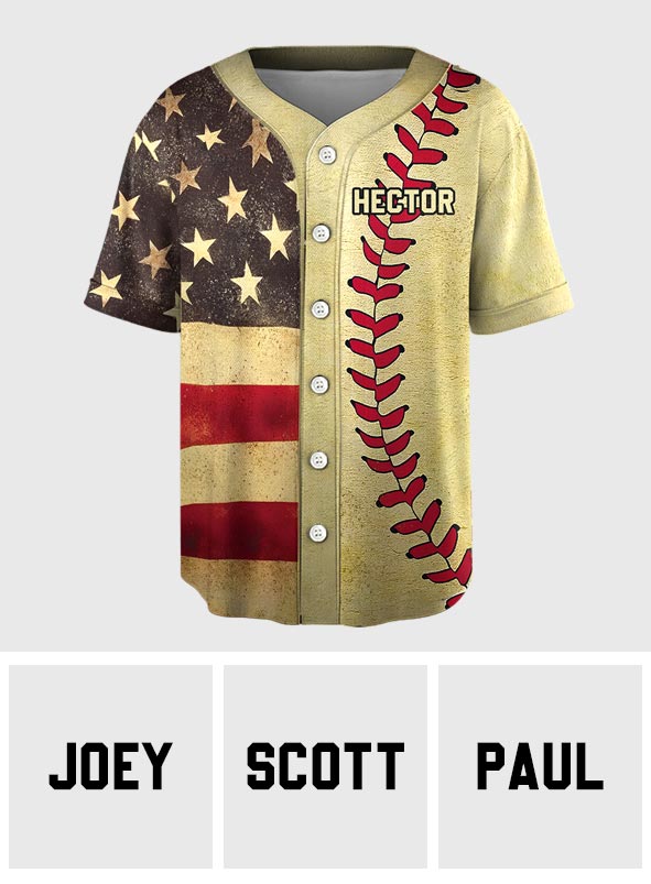 Retro Flag Baseball Print - Personalized Baseball Jersey