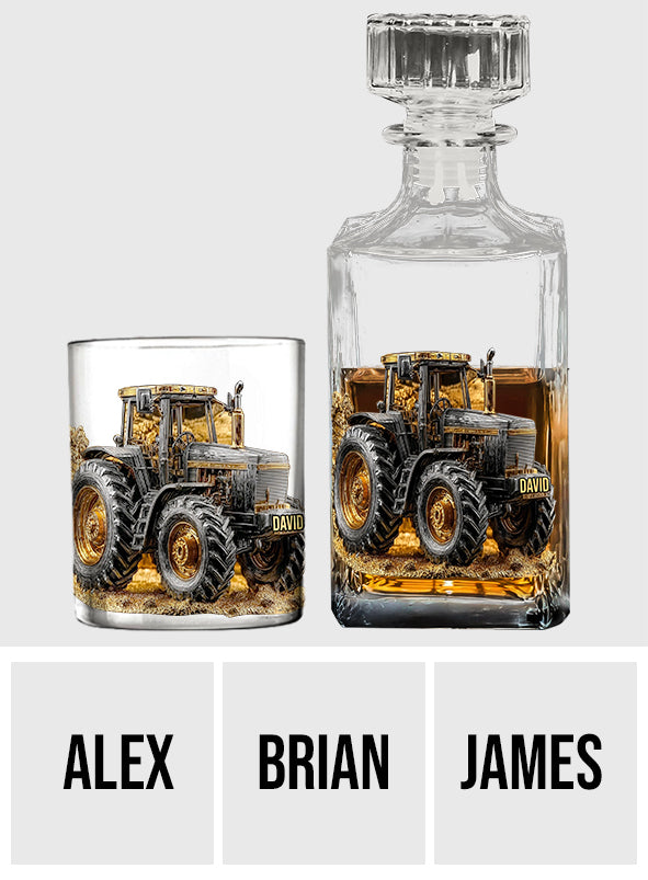 Strong Farmer - Personalized Tractor Whiskey Decanter Set