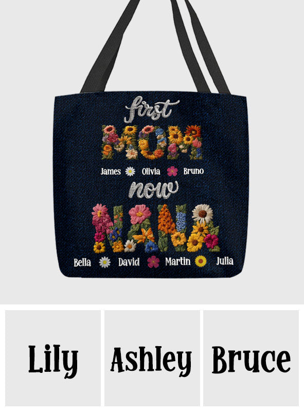 First Mom Now Grandma - Personalized Grandma Tote Bag