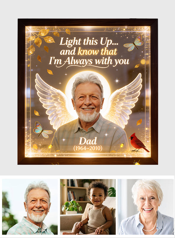 Light It When You Miss Them, Memorial Gift - Personalized Memorial Wooden Frame LED Light