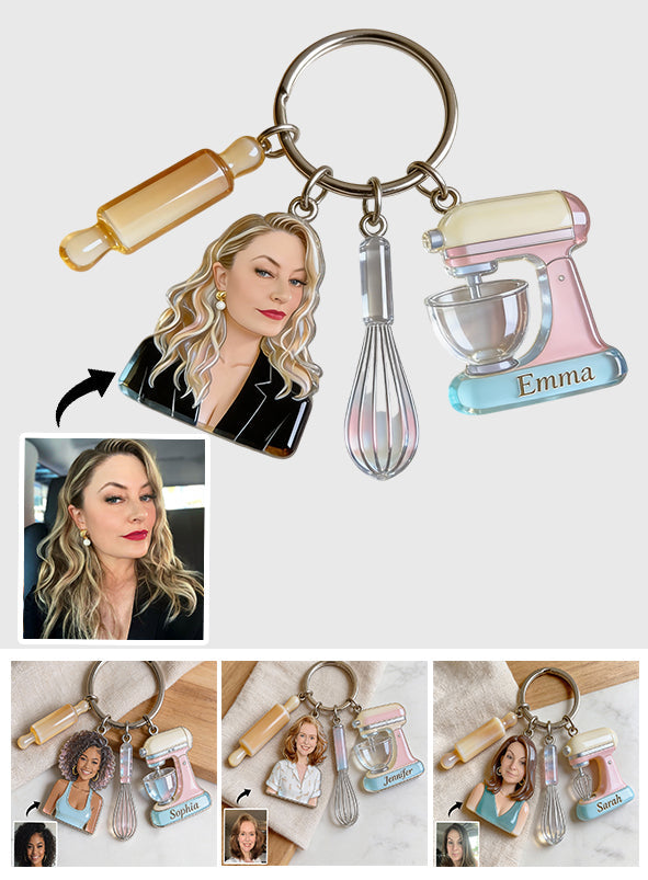 Love Baking - Personalized Baking Keychain With Charms