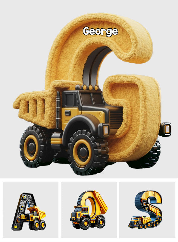 Cool Contruction - Personalized Kid Faux Fur Shaped Pillow