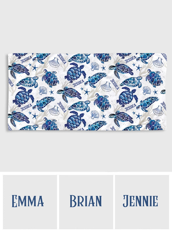 Sea Turtle Full Printed Aloha - Personalized Turtle Quick-dry Beach Towel/ Bath Towel