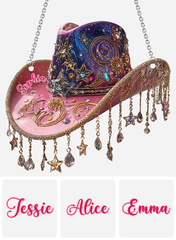 Beautiful Cowboy Hat - Personalized Cowgirl Window Hanging Suncatcher Ornament