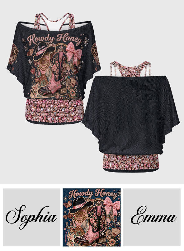 Cowgirl Era - Personalized Cowgirl Off-Shoulder Top Set