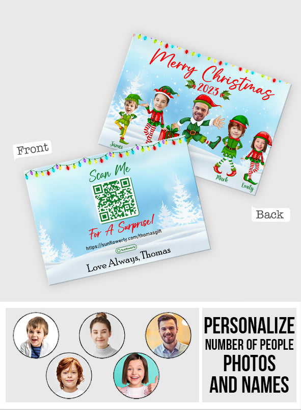 Merry Christmas Elves - Personalized QR Greeting Card