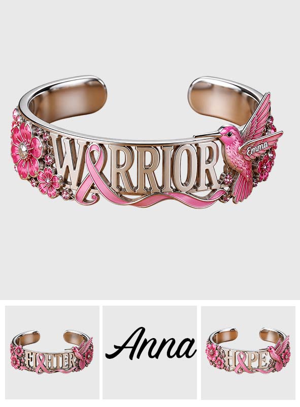 Breast Cancer Awareness - Personalized Breast Cancer Awareness Shaped Cuff Bracelet