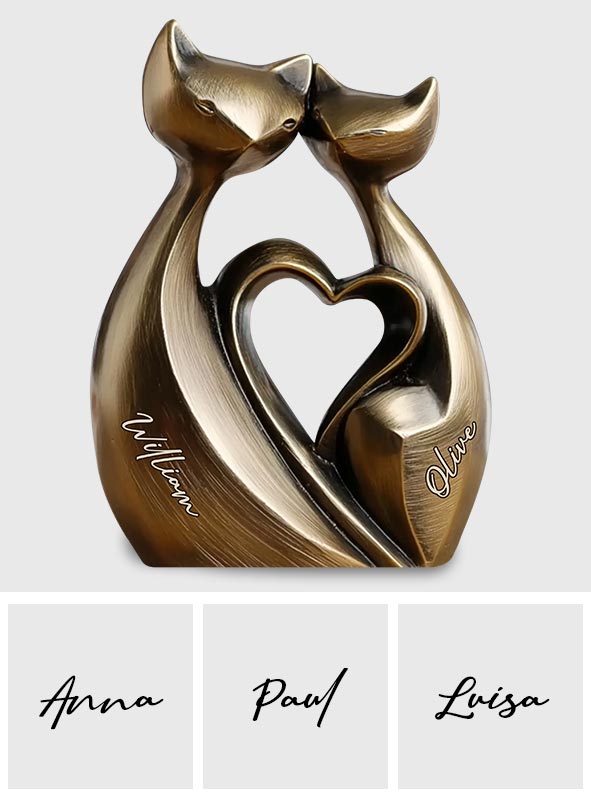 Anniversary Gifts Couple Cat - Personalized Couple Custom Shaped Wood Plaque