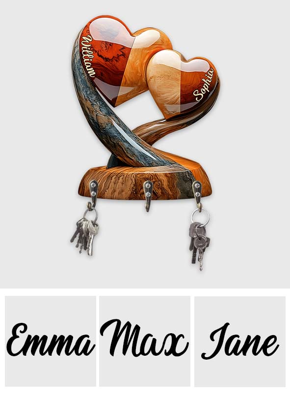 Home Sweet Home - Personalized Couple Custom Shaped Key Rack