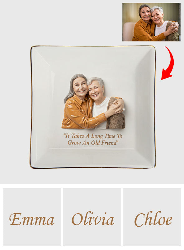Custom Friends Photo Trinket Tray For Friendship - Personalized Bestie Fully Printed Jewelry Dish