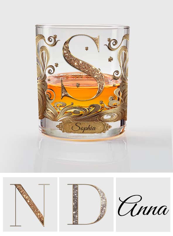 Elegant Alphabet Initial For Whiskey, Bourbon... Lovers - Personalized Luxury Whiskey Glass