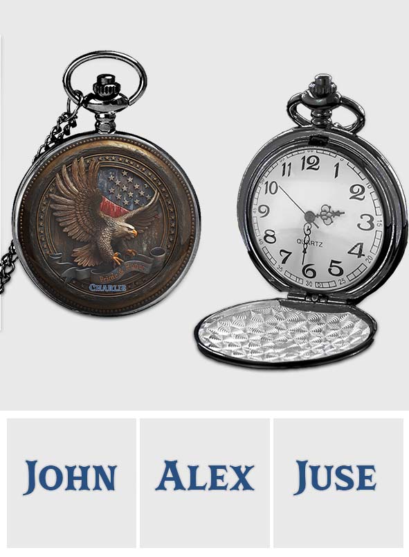 Proud To Be American - Personalized Bald Eagle Pocket Watch