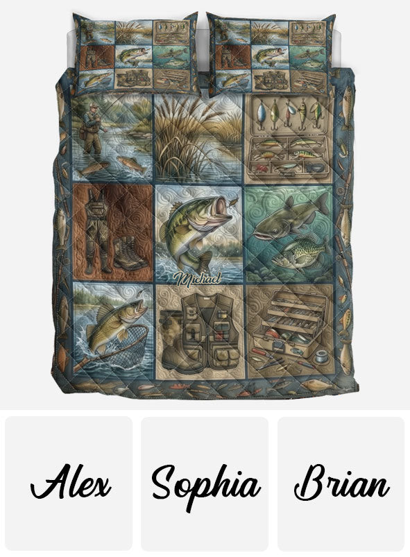 Perfect Gift For Fishing Lovers - Personalized Fishing Quilt Set