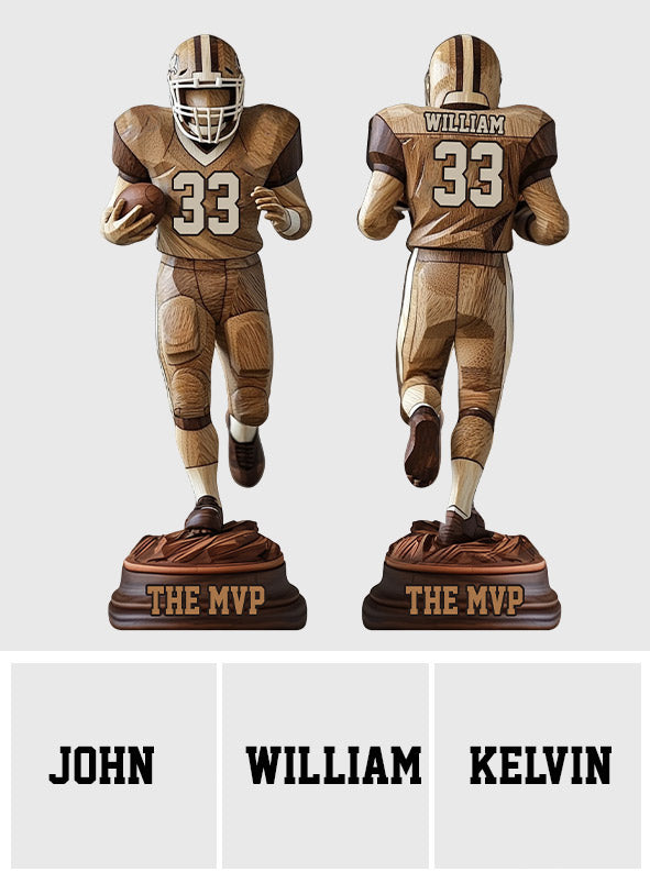Gift For Football MVP, Gift For Football Son - Personalized Football Custom Shaped Wood Plaque