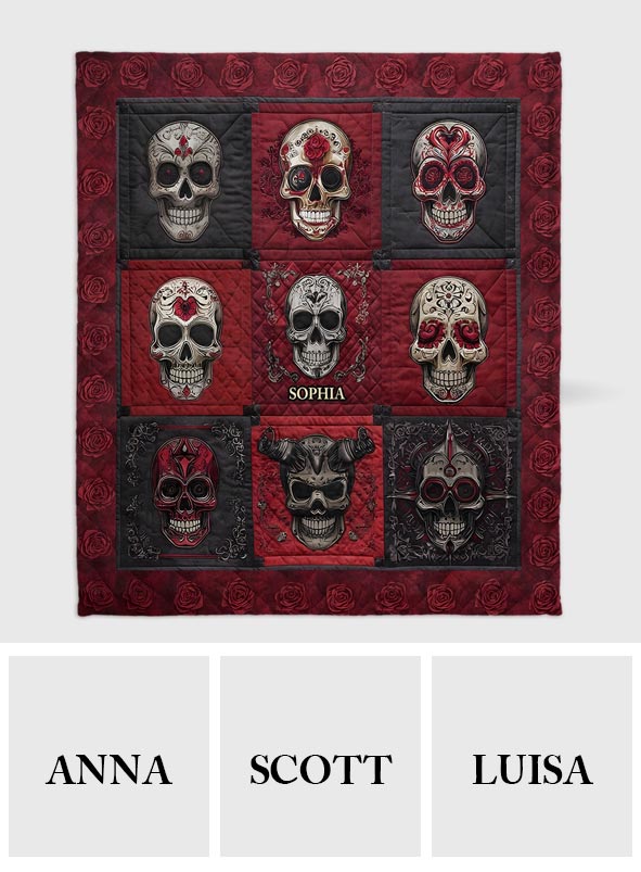 Skull And Rose - Personalized Skull Blanket