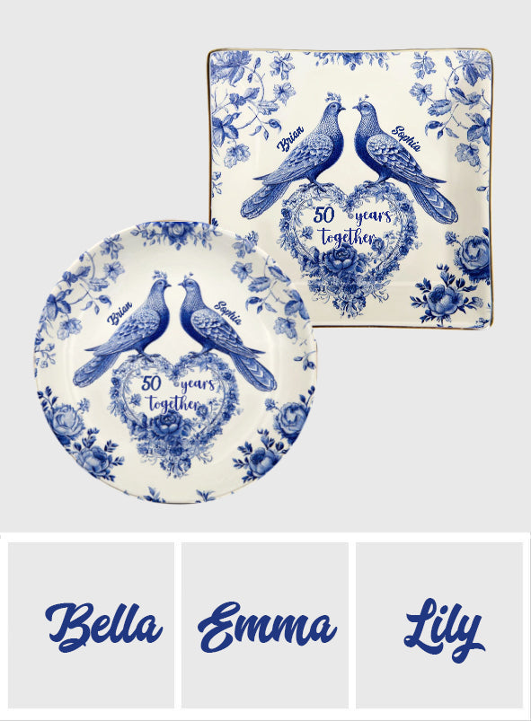 Anniversary Couple 50 Years Together - Personalized Couple Fully Printed Jewelry Dish