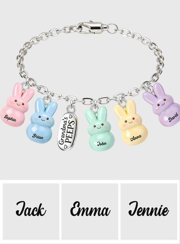 Grandma's Peeps - Personalized Grandma Bracelet With Charms