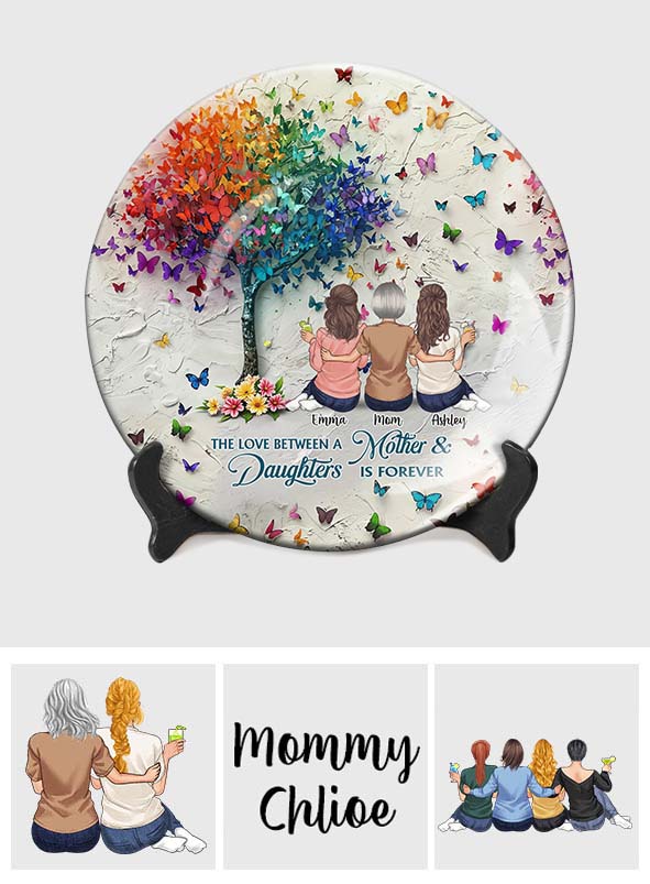 Mother And Daughter Forever Linked Together - Personalized Mother Ceramic Round Plate