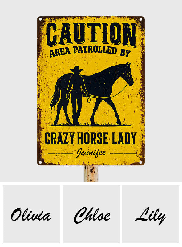 Crazy Horse Lady Area - Personalized Horse Rectangle Metal Sign