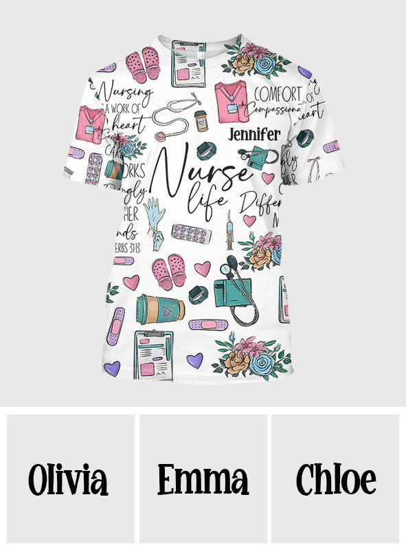 Nursing Is A Work Of Heart - Personalized Nurse All Over Shirt