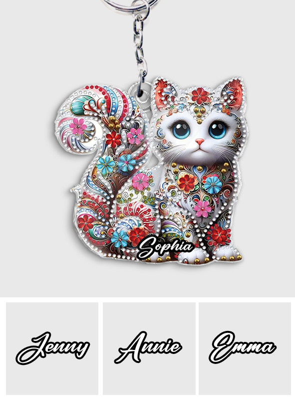 Beautiful Cat - Personalized Cat Custom Shaped Keychain