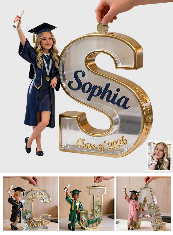 Saving For The Future - Personalized Graduation Wooden Piggy Bank