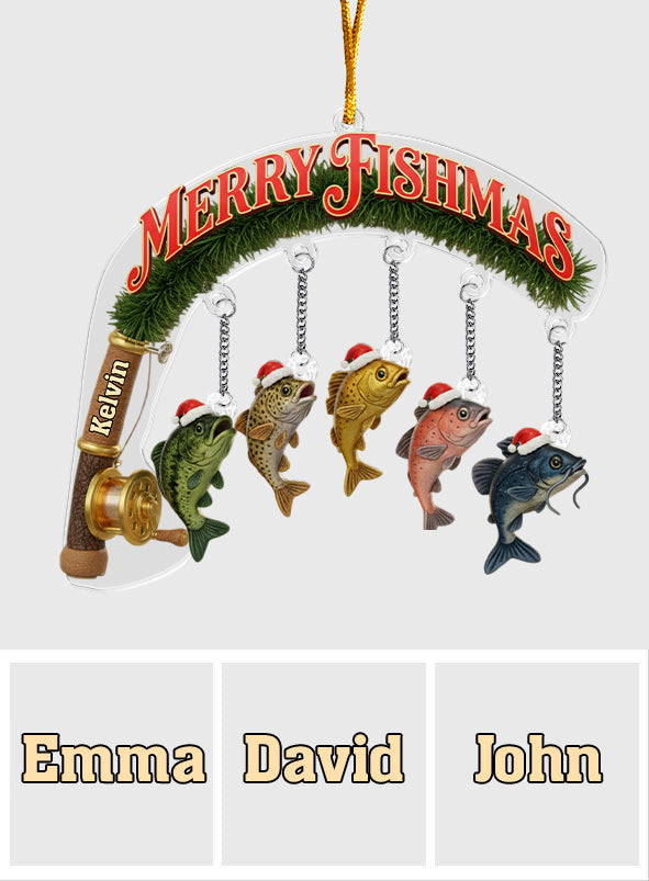 Merry Fishmas - Personalized Fishing Ornament With Charm