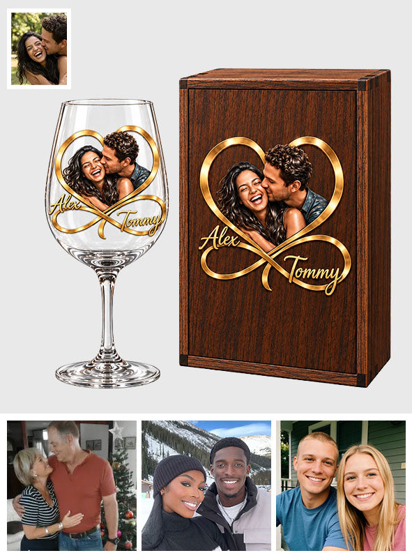 You & Me Forever - Personalized Couple Wine Glasses Set With Wooden Box