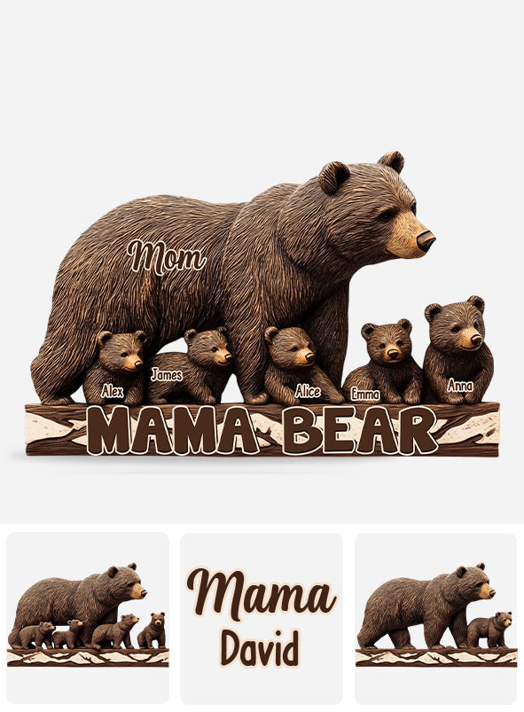 Mama Bear - Personalized Mother Custom Shaped Acrylic Plaque