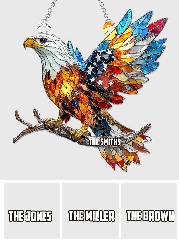 God Bless American - Personalized Independence Day/ 4th of July Window Hanging Suncatcher Ornament