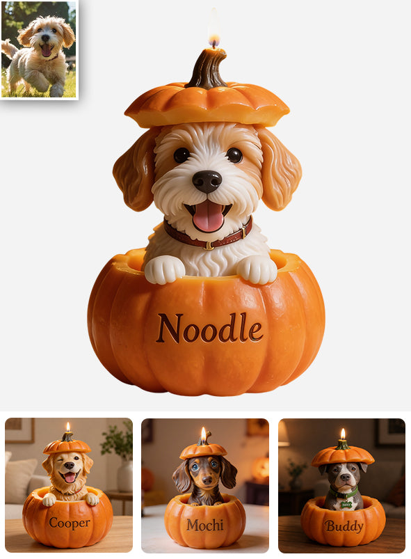 Boo Buddy Pumpkin - Personalized Dog Custom Shape Wooden Candle Holder