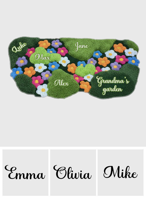 Grandma's Garden - Personalized Grandma Non-Slip Tufted Rug