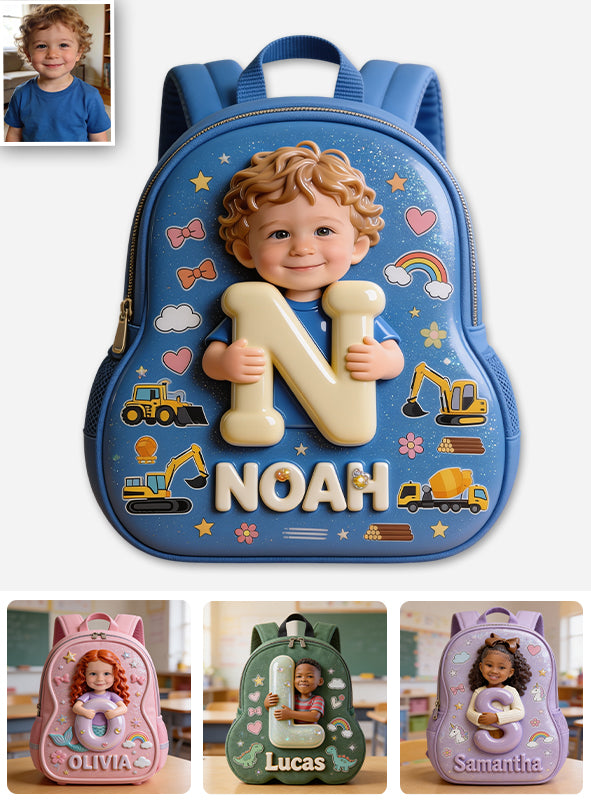 Custom Photo, Alphabet, Any Theme - Personalized Kid Changeable Leather Patch Backpack