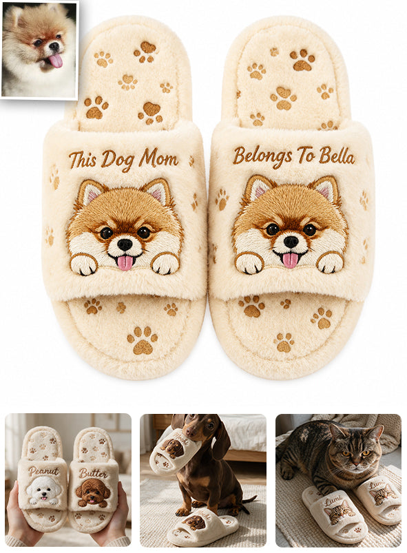 Personalized Pet Portrait Slippers - Personalized Dog Open-Toe Slippers