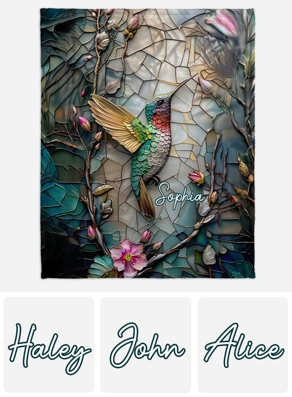 Artistic Hummingbird - Personalized Hummingbird Blanket