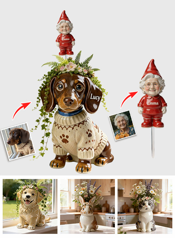 Custom Any Photo - Personalized Dog Acrylic Pot & Stake