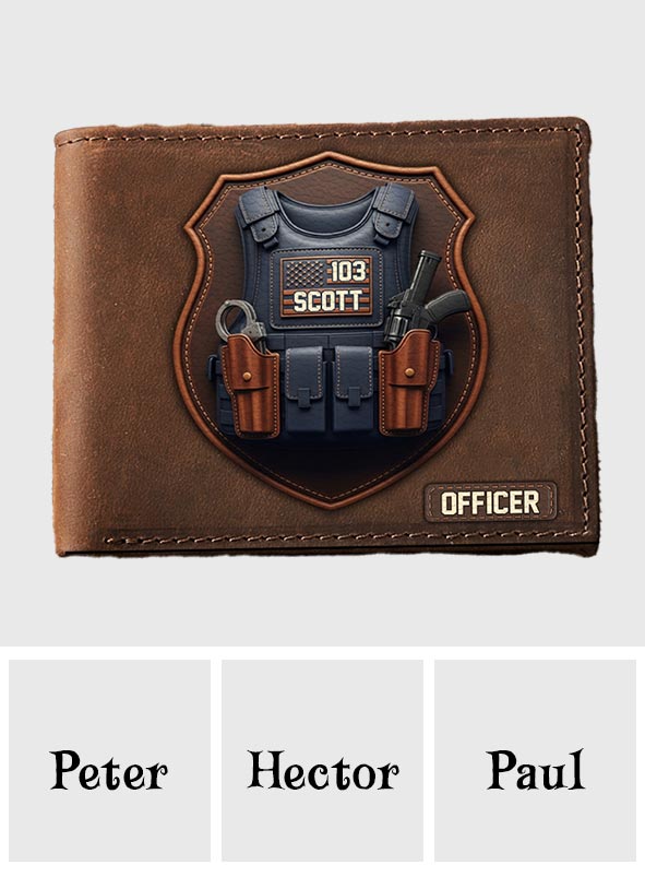 Tactical Police Bulletproof Vest - Personalized Police Officer Leather Wallet