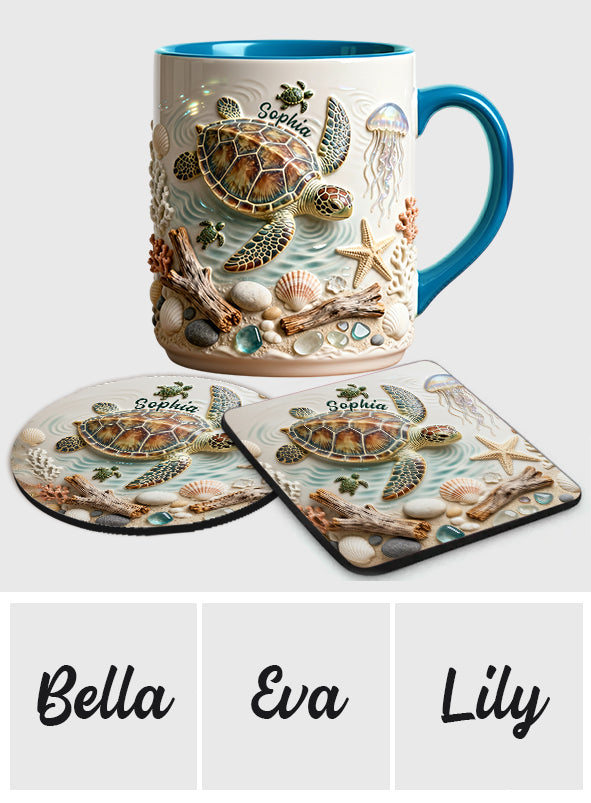 Love Turtles - Personalized Turtle Accent Mug & Coaster