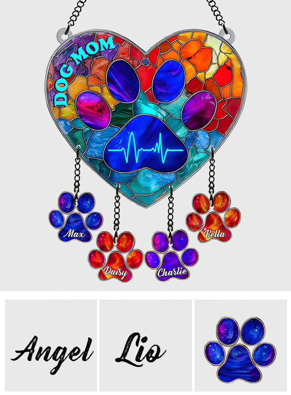 Dog Mom - Personalized Dog Window Hanging Suncatcher With Custom Charms