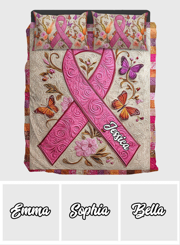 Faith Hope Love - Personalized Breast Cancer Awareness Quilt Set
