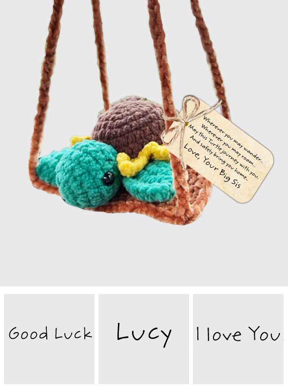 Sunflower Turtle Good Luck - Turtle Crochet Car Hanging With Card