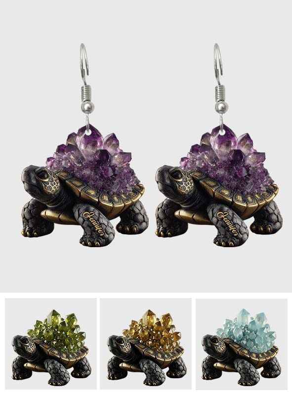 Amethyst/ Rose Quartz/ Ruby/... Style Turtle - Personalized Turtle Earrings