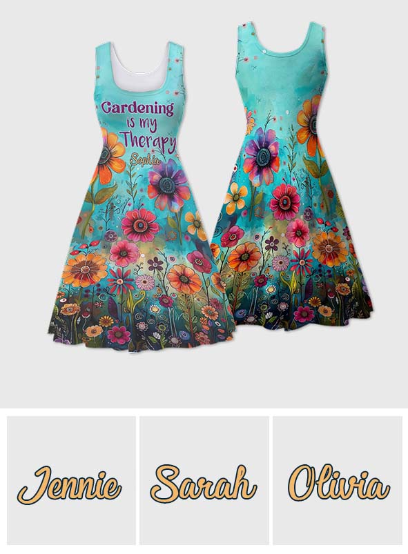 Gardening Is My Therapy - Personalized Gardening Sleeveless Dress