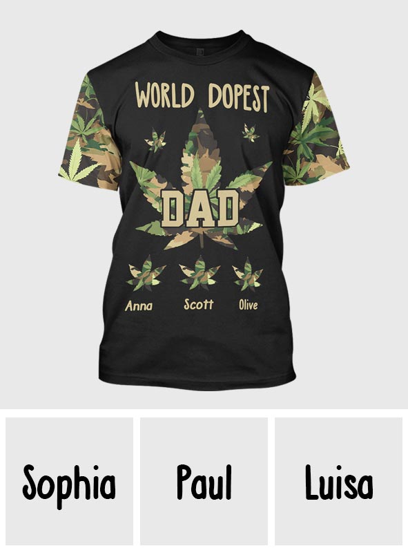 Dopest Dad Ever - Personalized Weed All Over Shirt