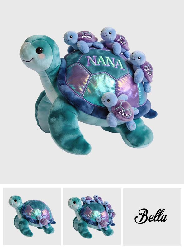 Nana Turtle Gift For Mom Grandma - Personalized Grandma Faux Fur Shaped Pillow