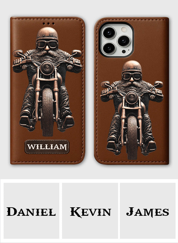 Never Underestimate An Old Man With A Motorcycle - Personalized Biker Wallet Phone Case With Strap