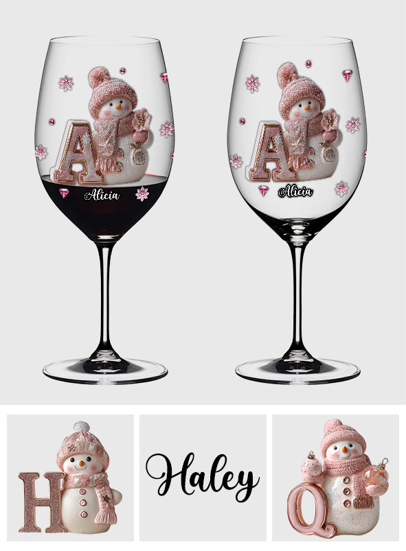 Merry Christmas - Personalized Family Wine Glass With Long Stem