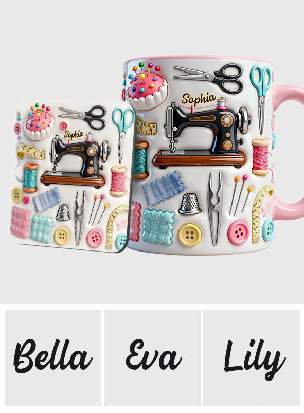 Love Sewing - Personalized Sewing Accent Mug & Coaster
