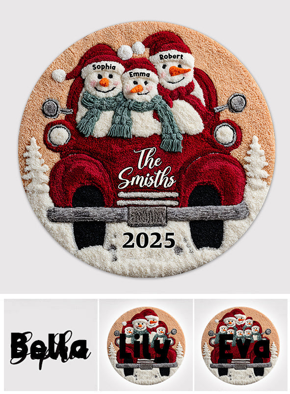 Merry Christmas - Personalized Family Round Rug